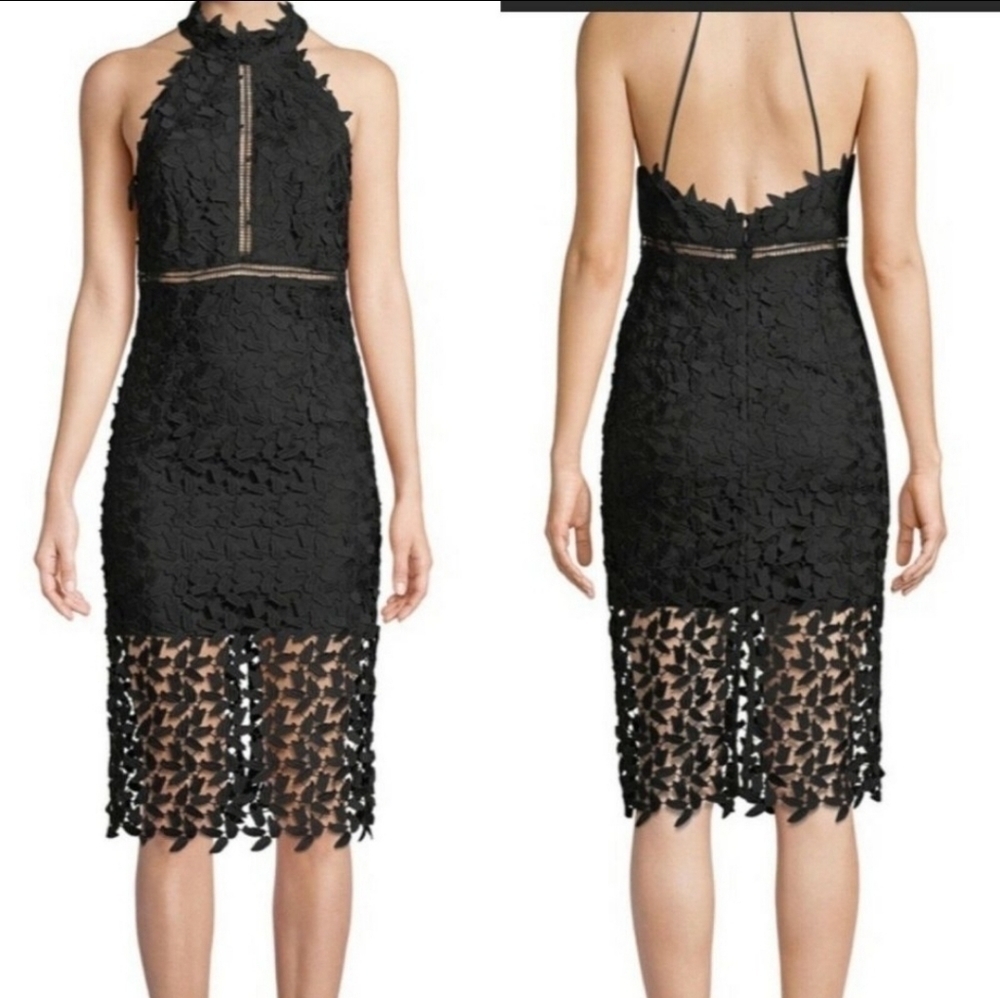 Bardot black lace dress